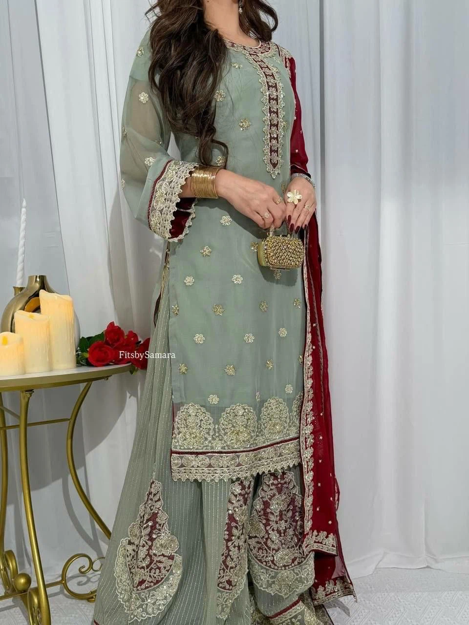 Women's 3-Piece Embroidered Kurti Set
