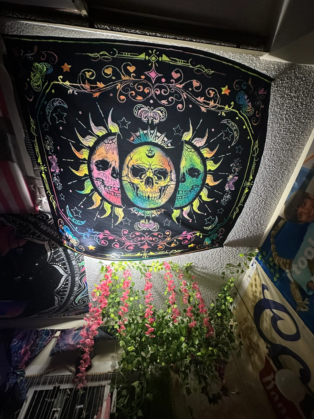 Tapestry with Skull and Celestial Design
