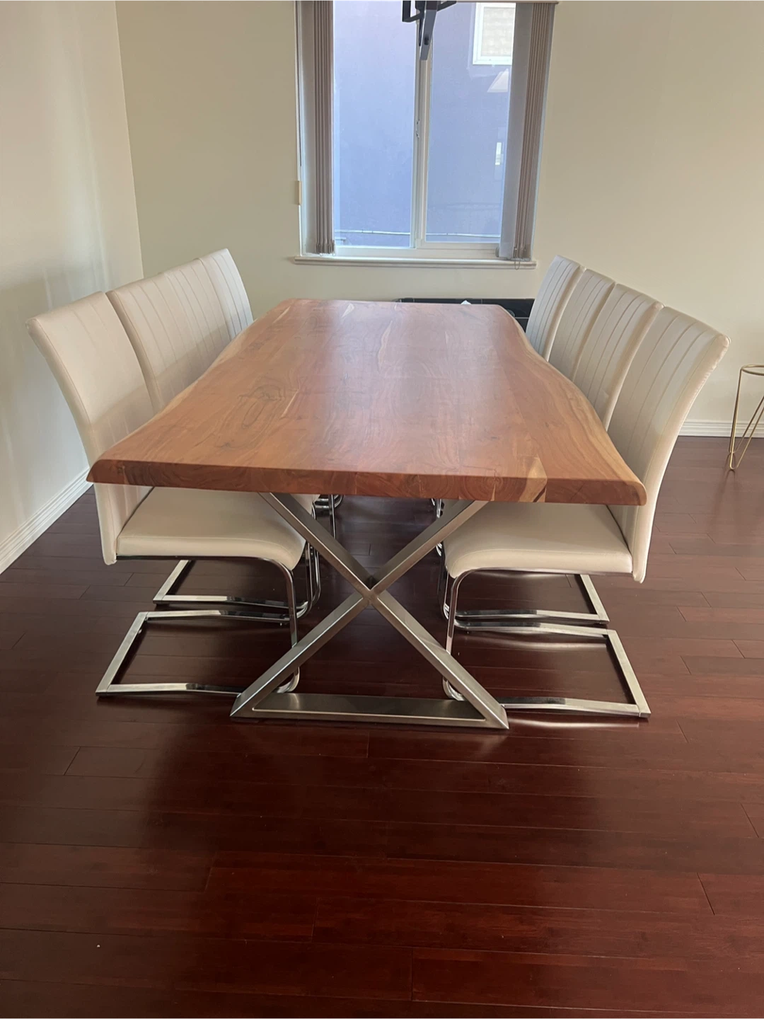 White Leather Chairs with Stainless Steel Legs - photo 3
