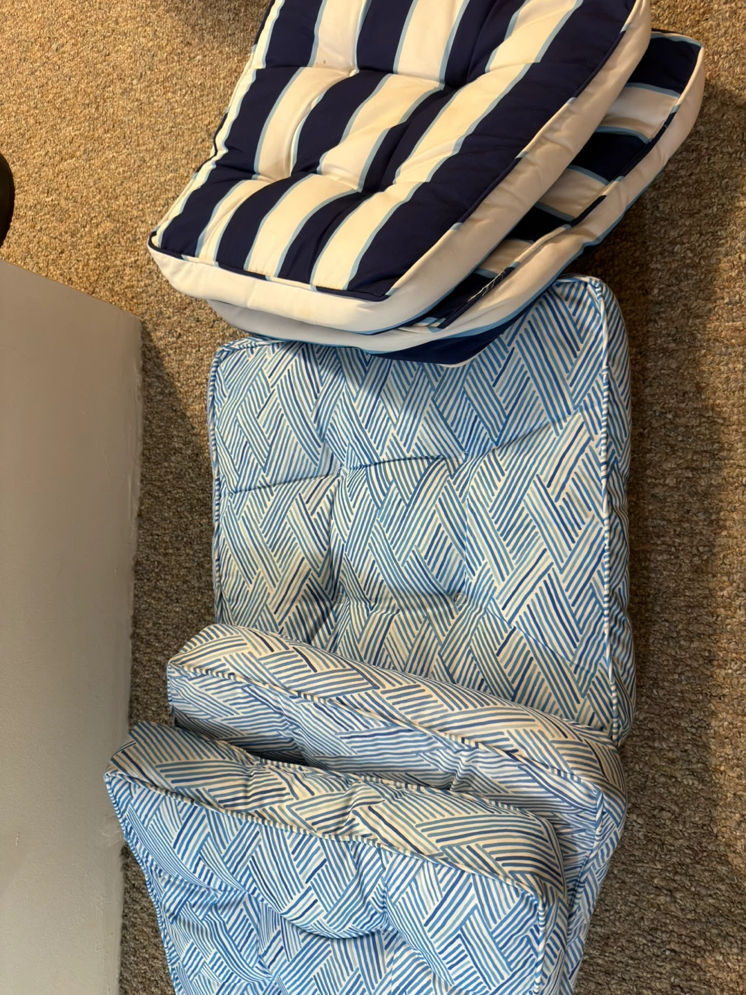 Set of Blue and White Striped Cushions - photo 2