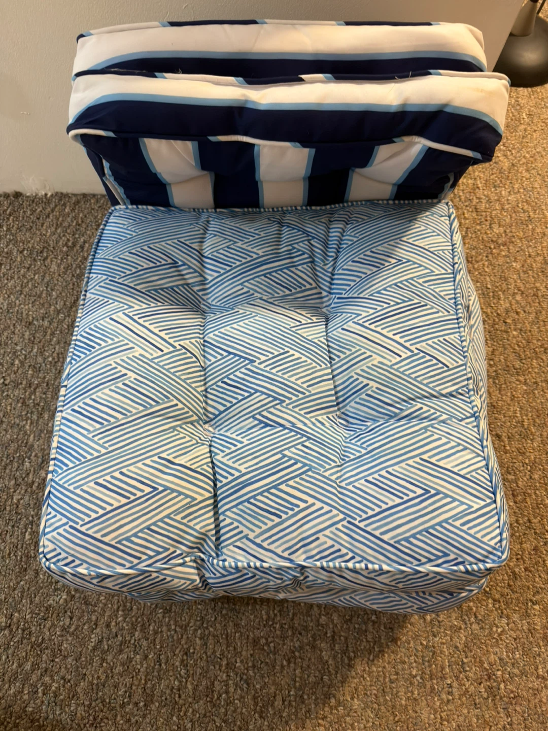 Set of Blue and White Striped Cushions - photo 5