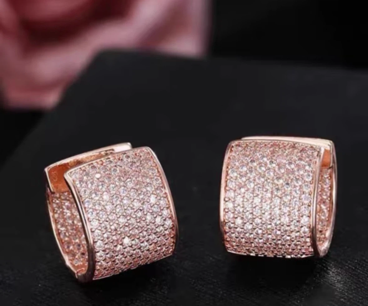 Rose Gold Diamond Hoop Earrings - photo 2