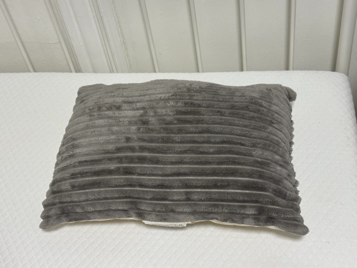 Gray Plush Striped Throw Pillow