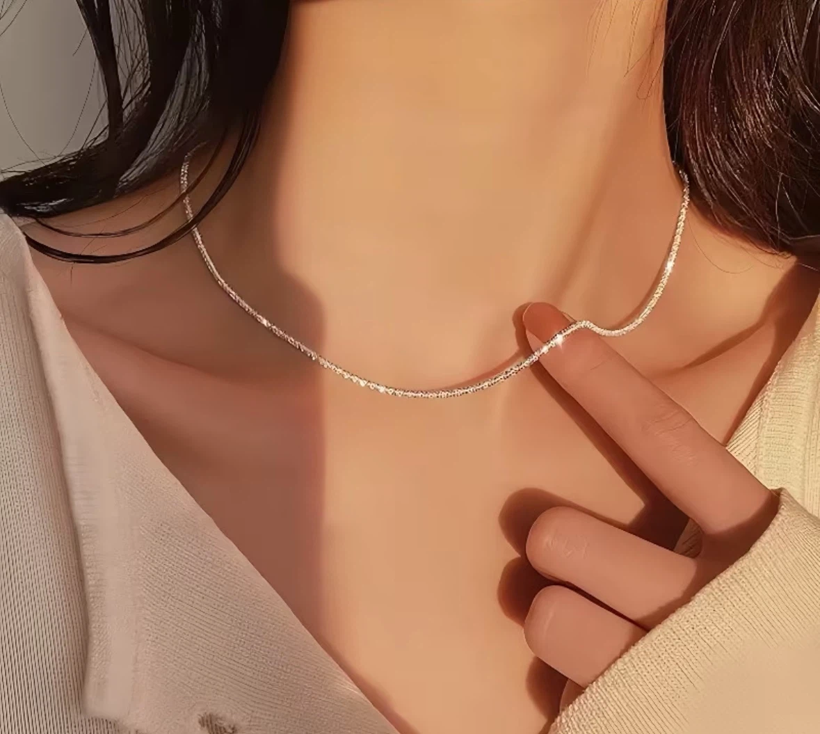 Sparkly Chain Necklace - Gold or Silver Tone