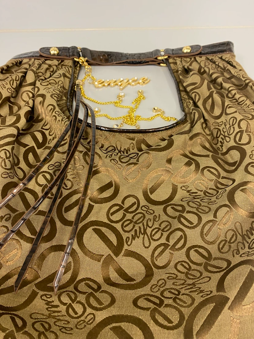 Vintage Y2K Enyce Gold-Tone Monogram Hobo / Shoulder Bag - photo 2