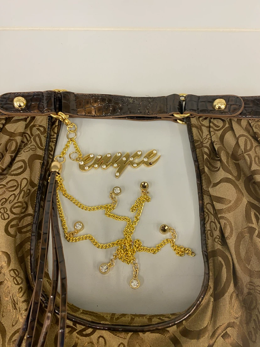 Vintage Y2K Enyce Gold-Tone Monogram Hobo / Shoulder Bag - photo 3
