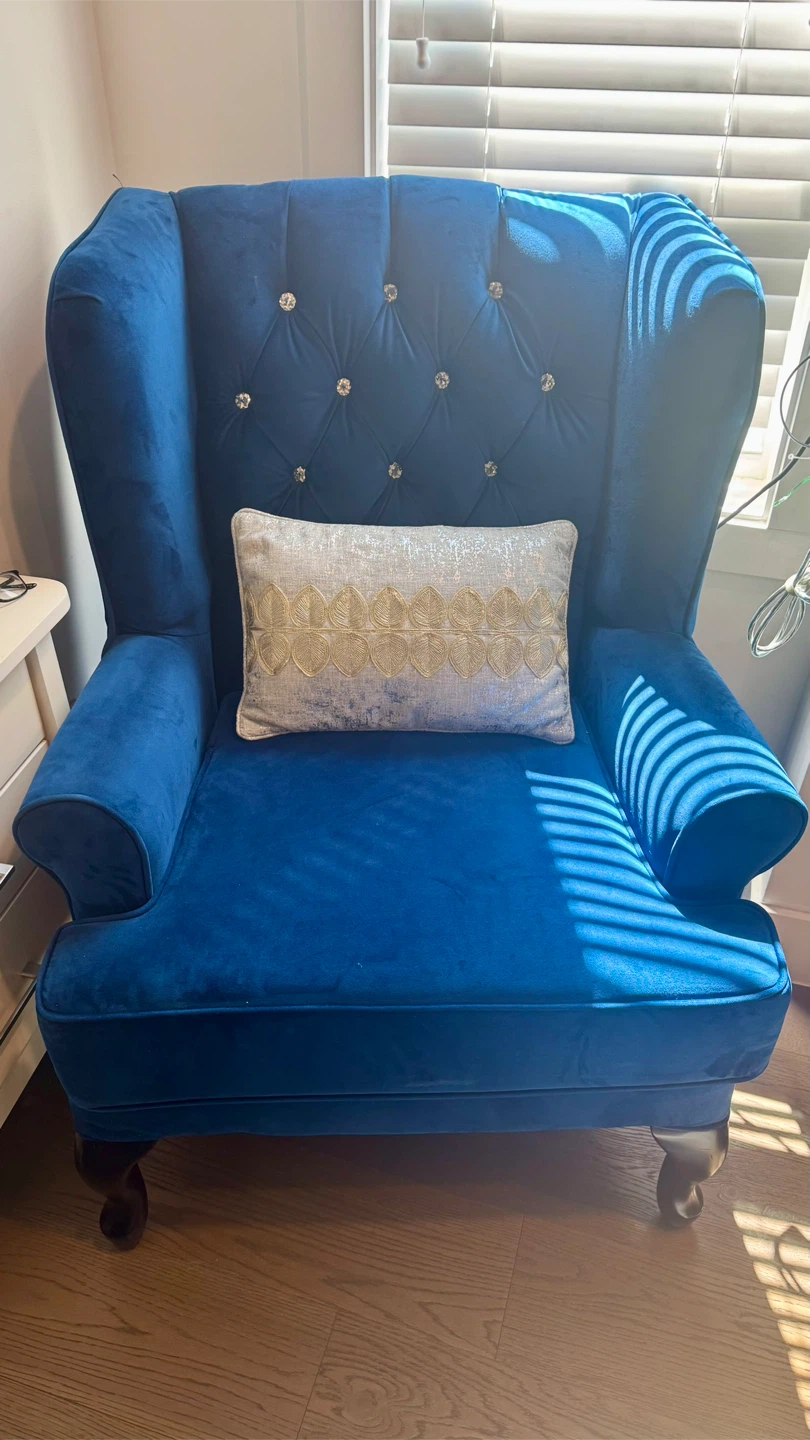 Velvet Wingback Accent Chair