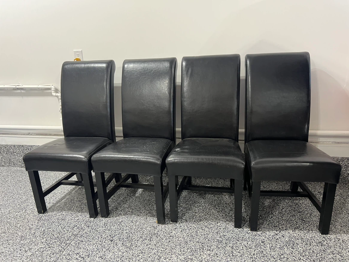 Set of 4 Black Faux Leather Dining Chairs