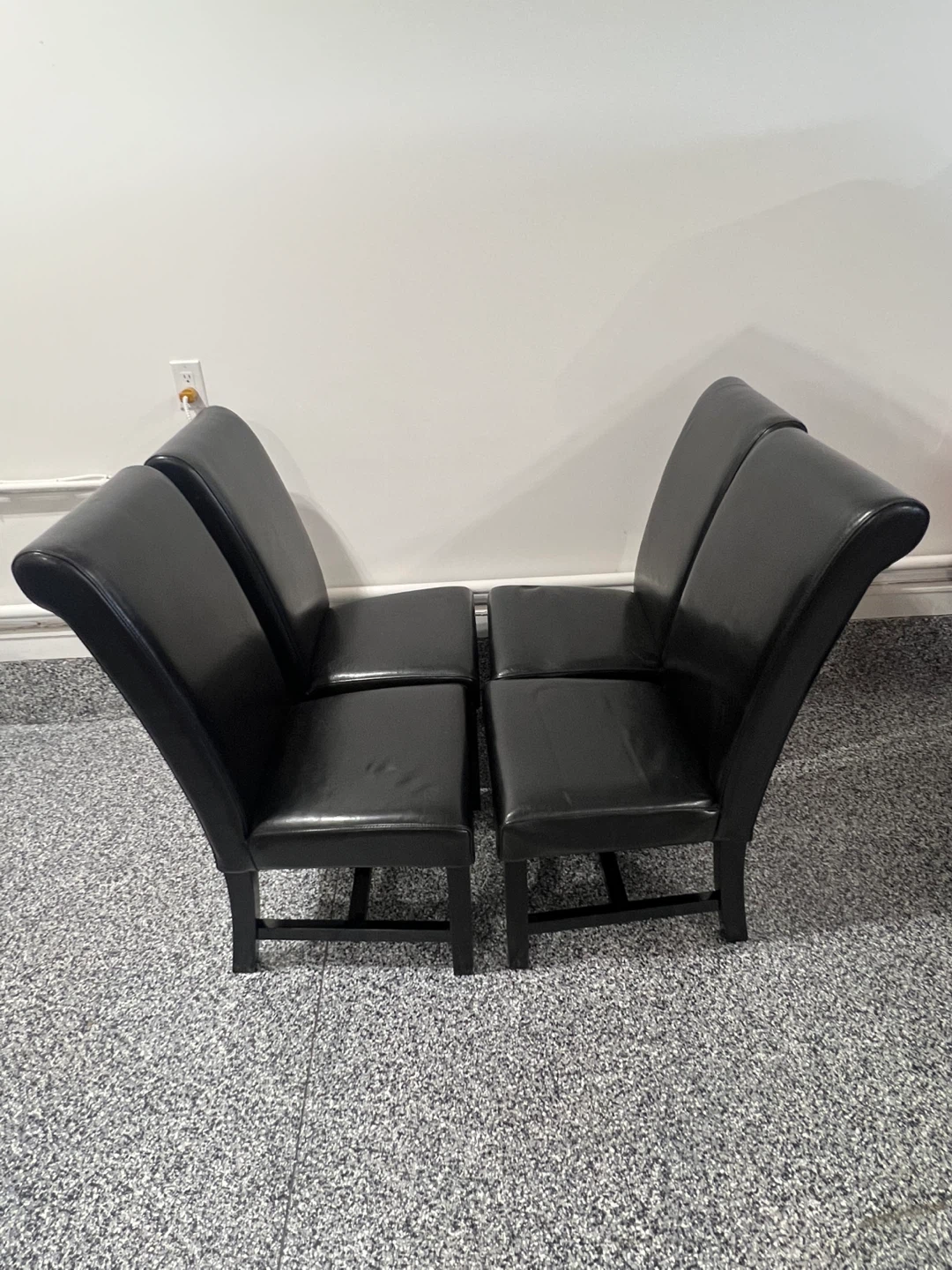 Set of 4 Black Faux Leather Dining Chairs - photo 2