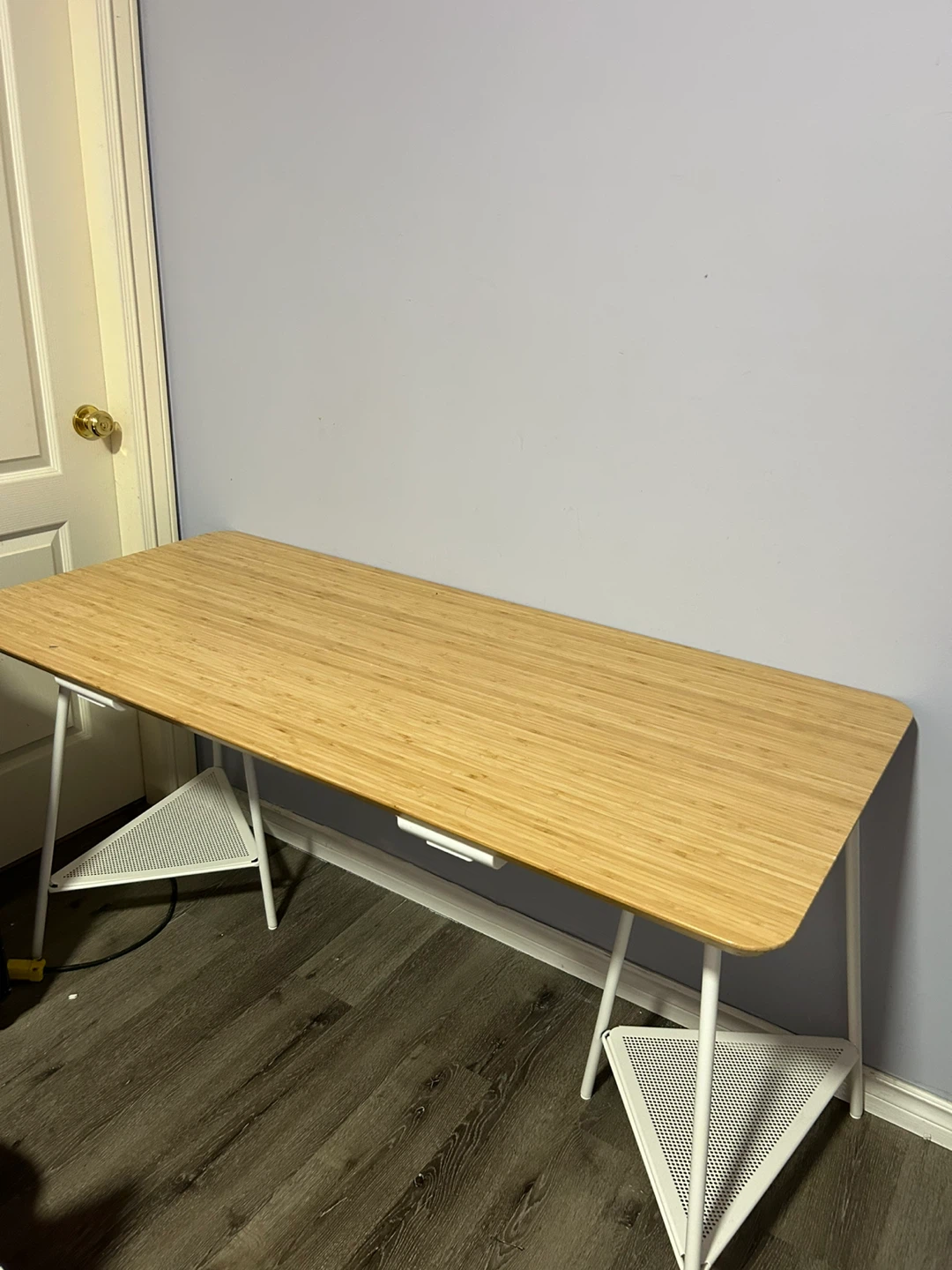 Bamboo Top Desk with White Legs - photo 3