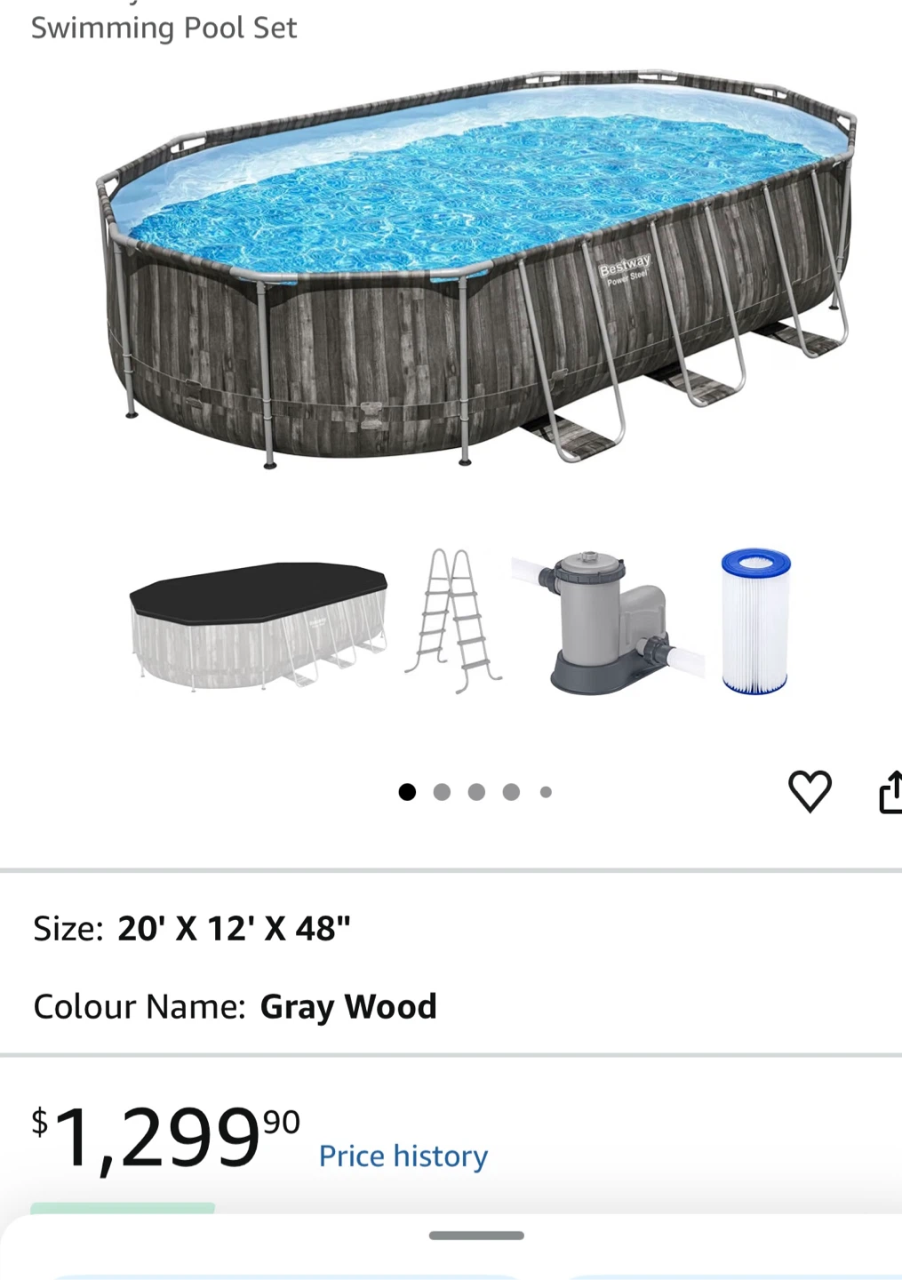 Bestway 20' x 12' x 48" Above Ground Swimming Pool Set