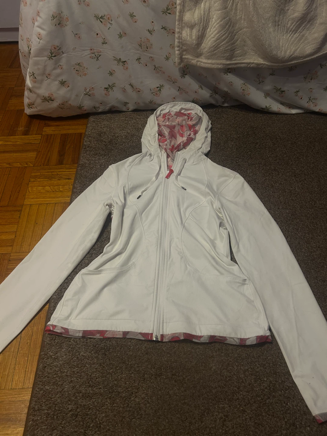 Lululemon White Hooded Athletic Jacket