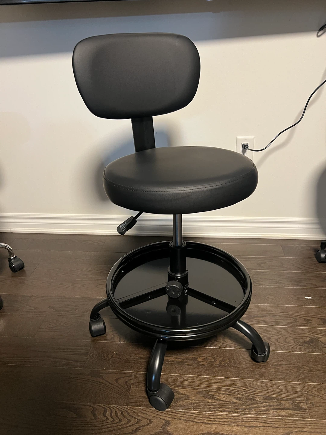 Black Rolling Stool with Tool Tray - photo 2