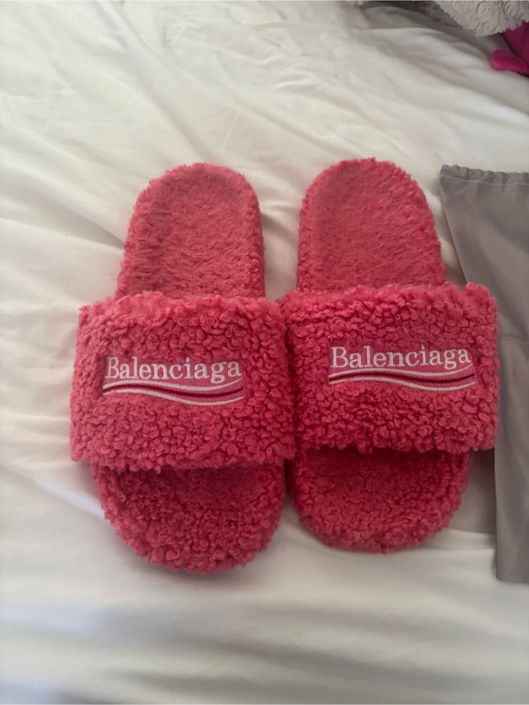Balenciaga Pink Fleece Slides