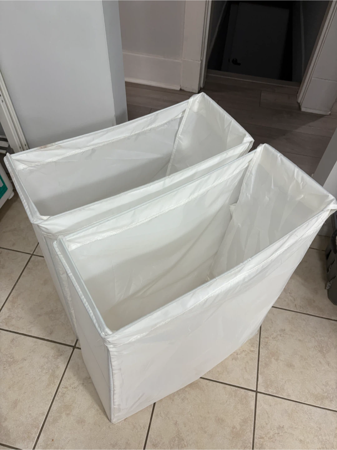 Set of 2 IKEA White Collapsible Laundry storage bins