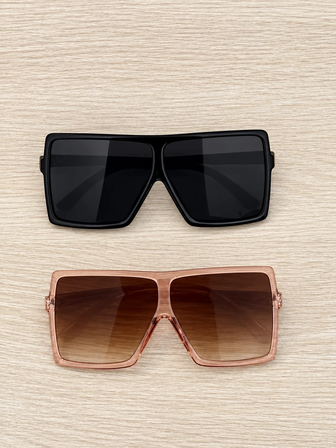 Oversized Square Sunglasses - Black & Pink