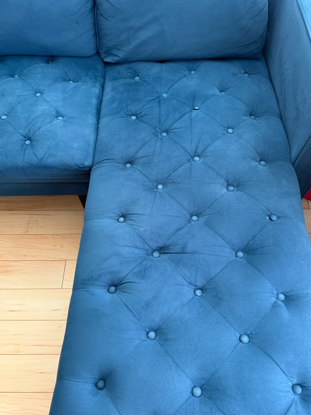 Blue Tufted Sectional Sofa with Chaise - photo 3