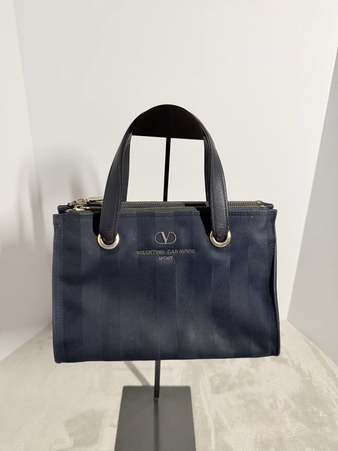 Valentino Garavani Sport Navy Striped Tote Bag