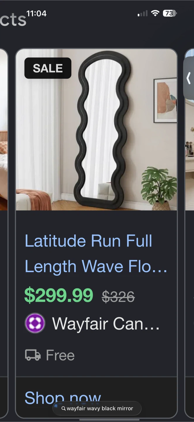 Black Wavy Full Length Mirror