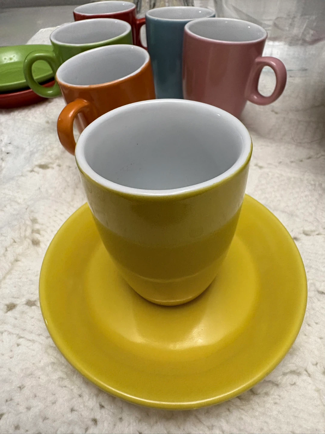 Set of 6 Ceramic Coffee Cups and Saucers