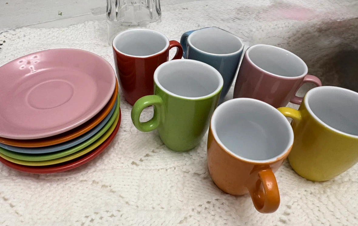 Set of 6 Ceramic Coffee Cups and Saucers - photo 4