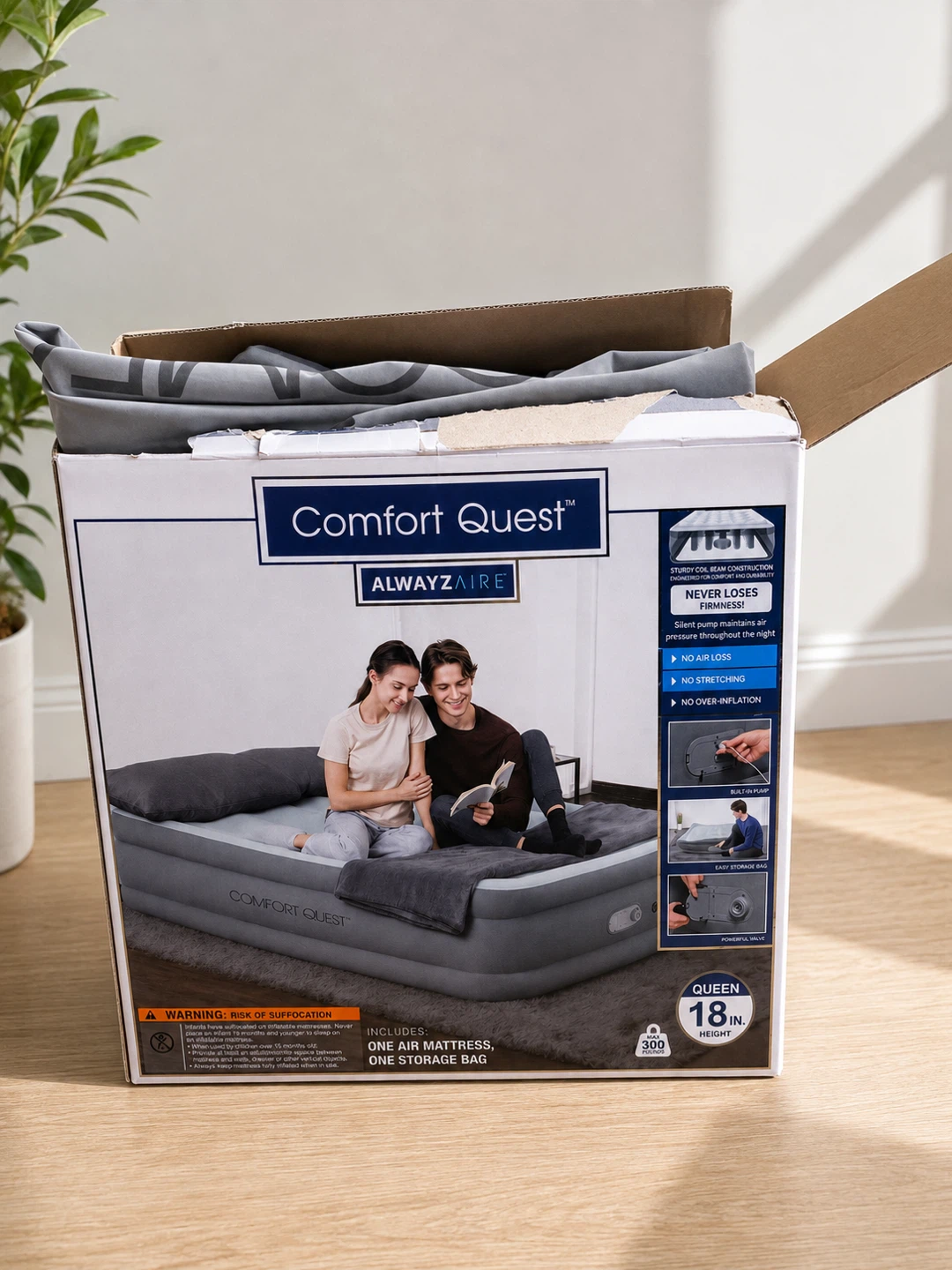 Comfort Quest Queen Air Mattress with Built-in Pump