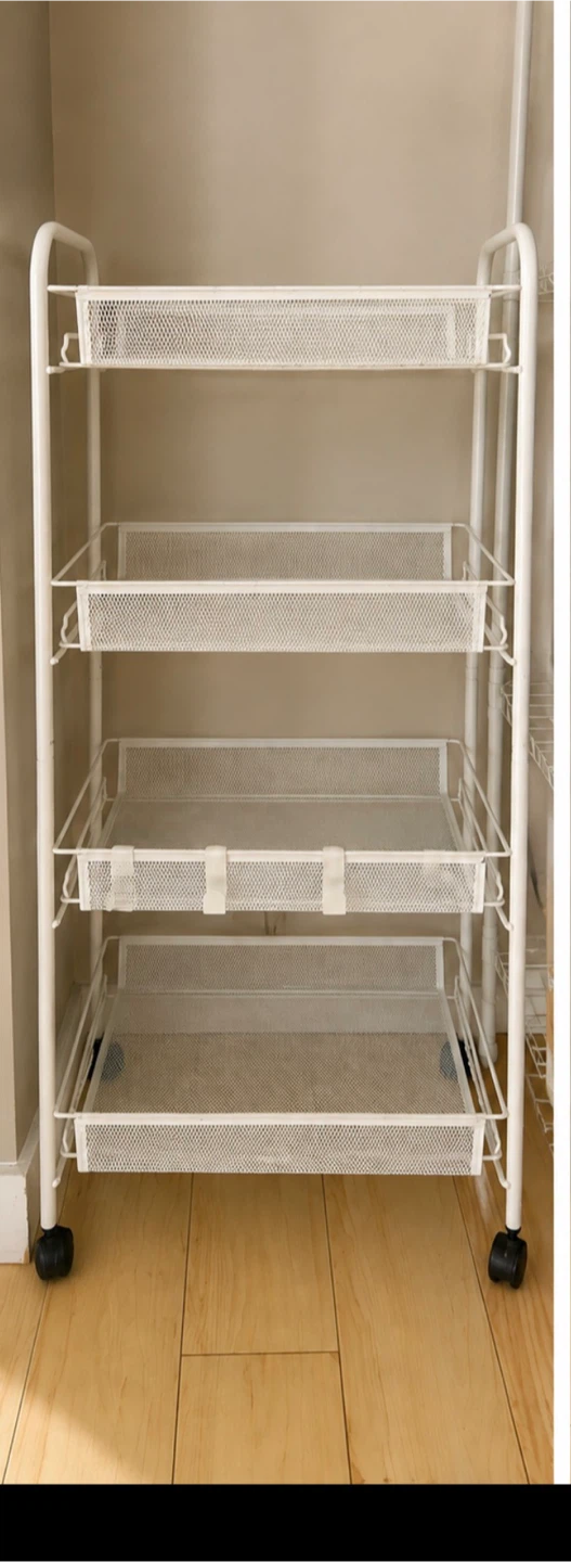 White 4-Tier Mesh Rolling Cart - photo 2