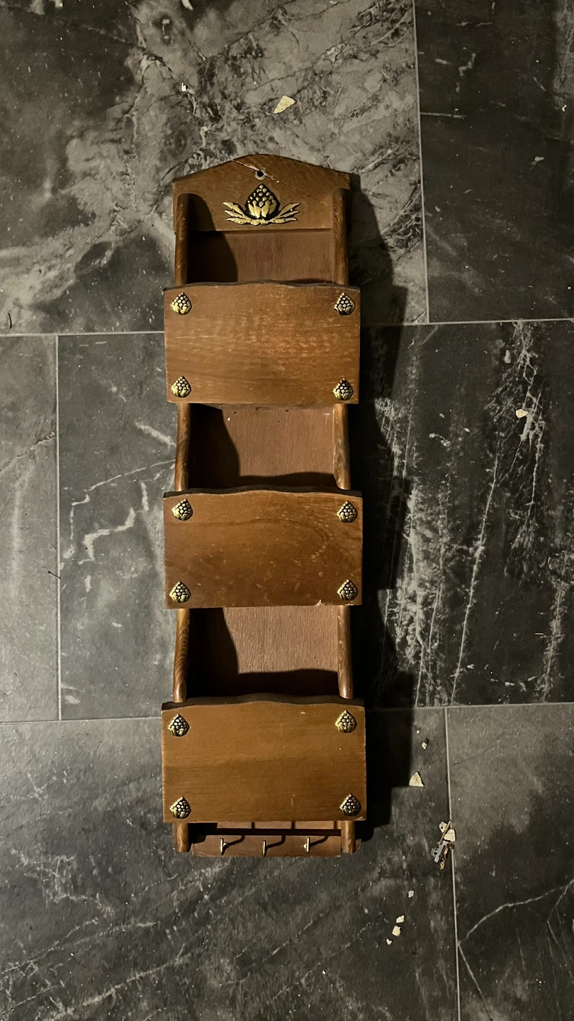 Wooden Wall Organizer with Key Hooks