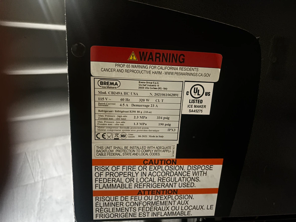 Brema Undercounter Commercial Ice Machine / Ice Maker
