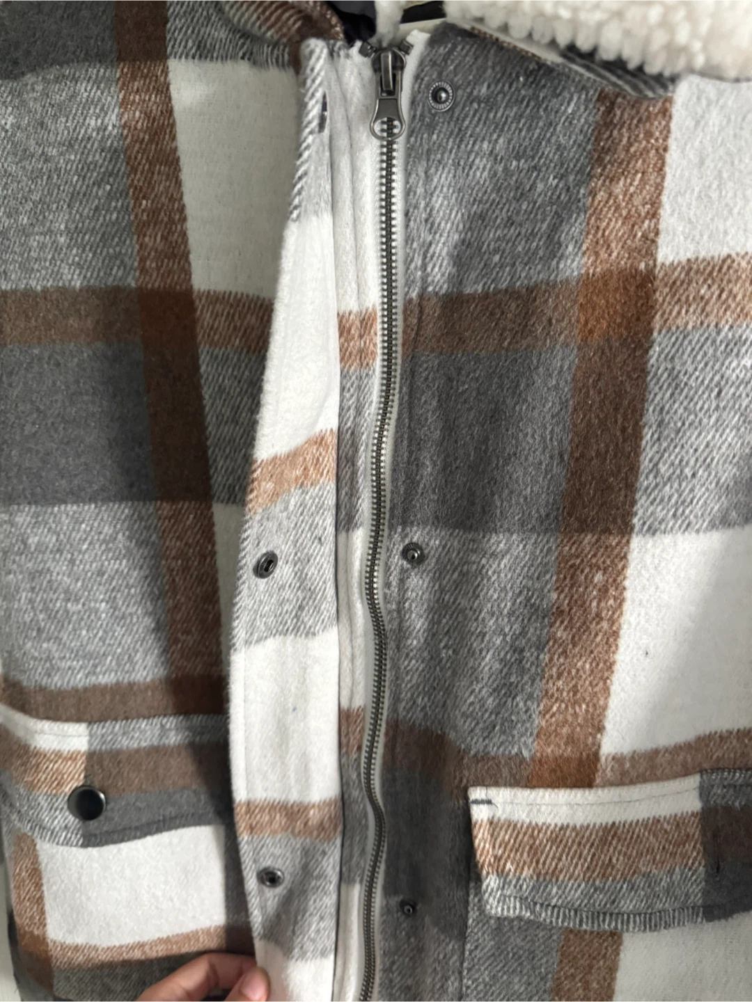 Plaid Jacket with Sherpa Collar - photo 3