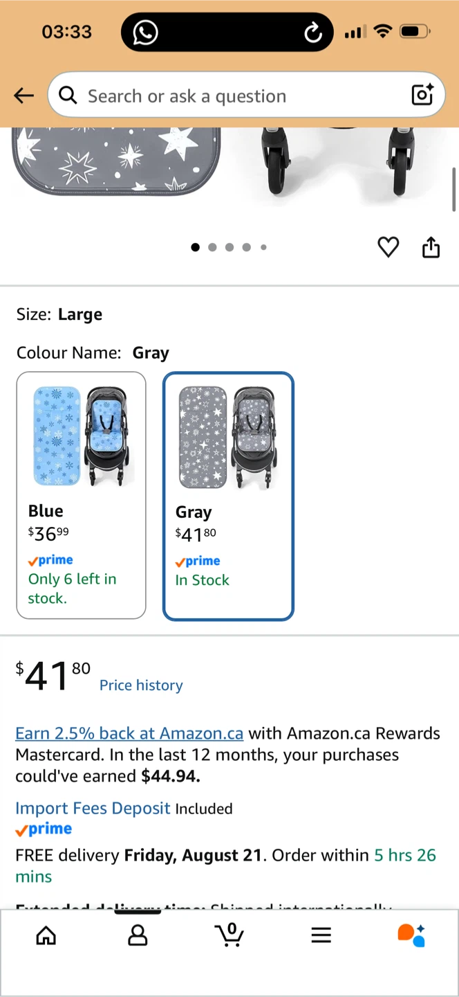 Orzbow Reversible Stroller Cooling Pad - Large, Gray - photo 3