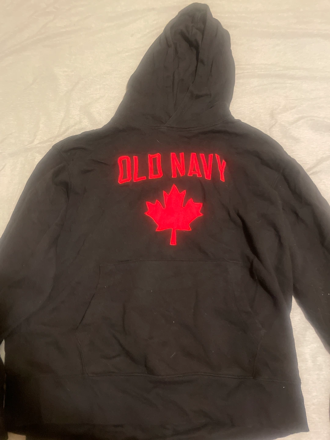 Old Navy Black Hoodie with Red Maple Leaf