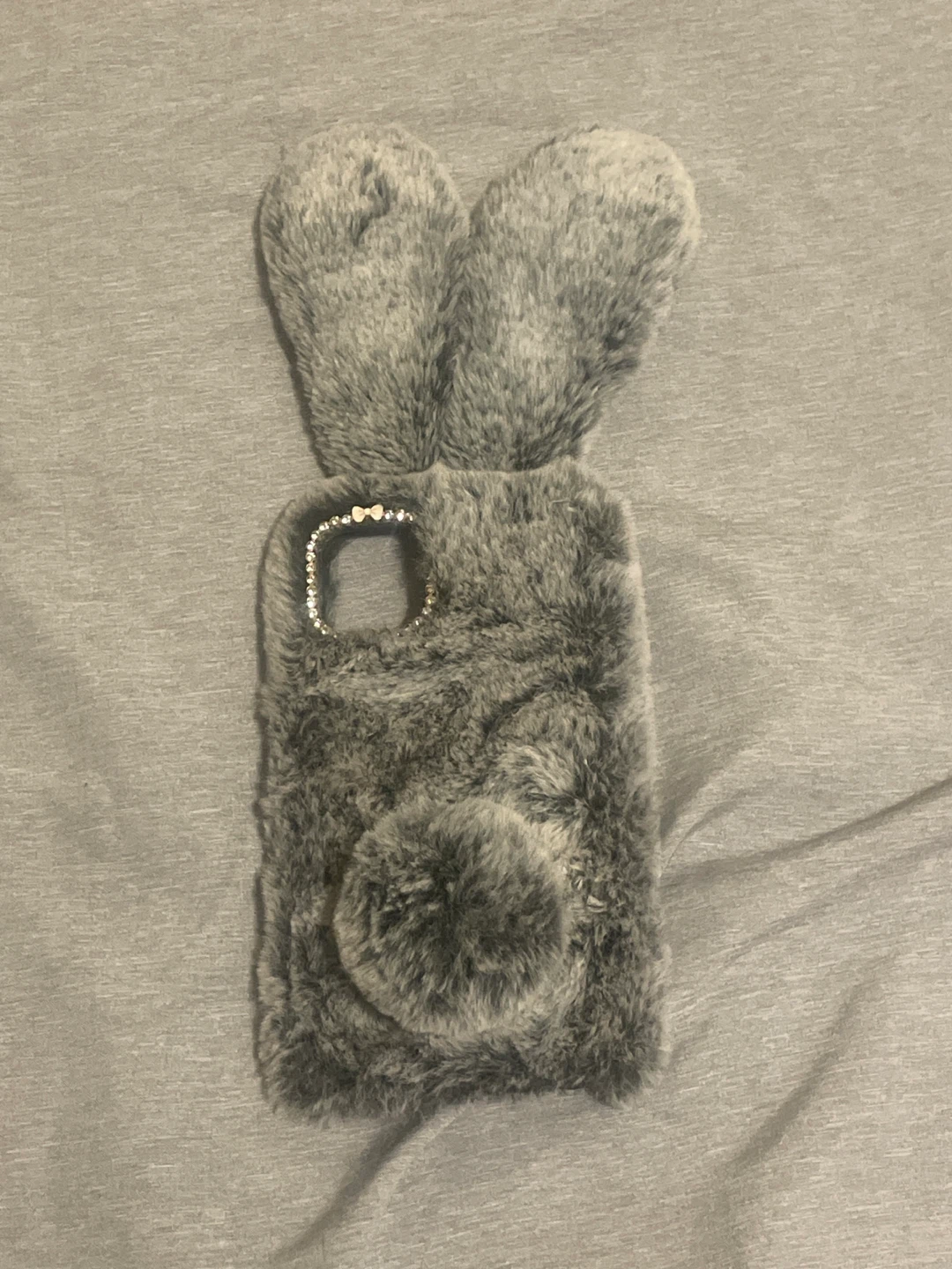 Faux Fur Bunny Phone Case with Pom Pom