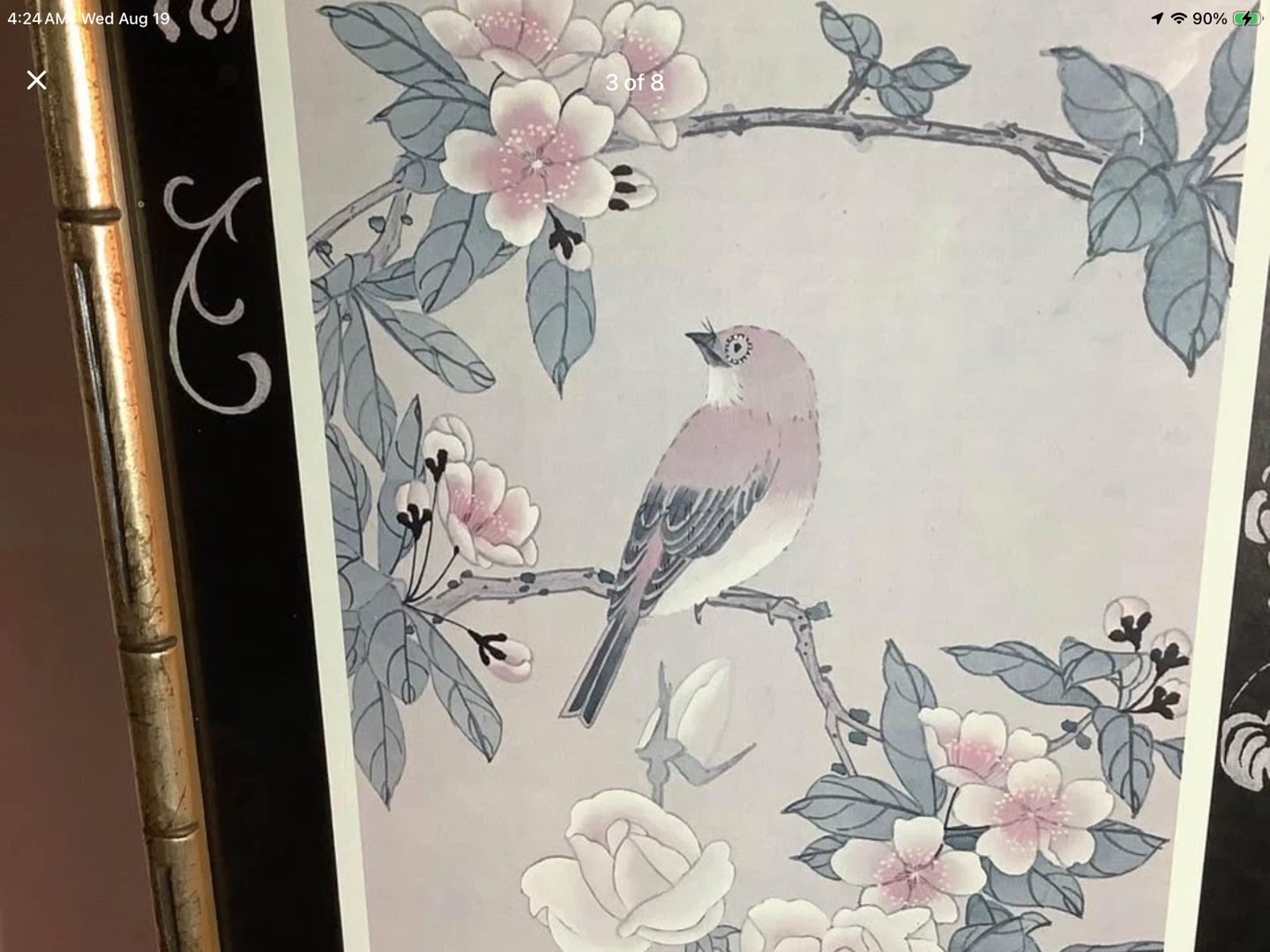 Chinese Bird Etching in an Ornate Gold Col Frame 🐞 - photo 3