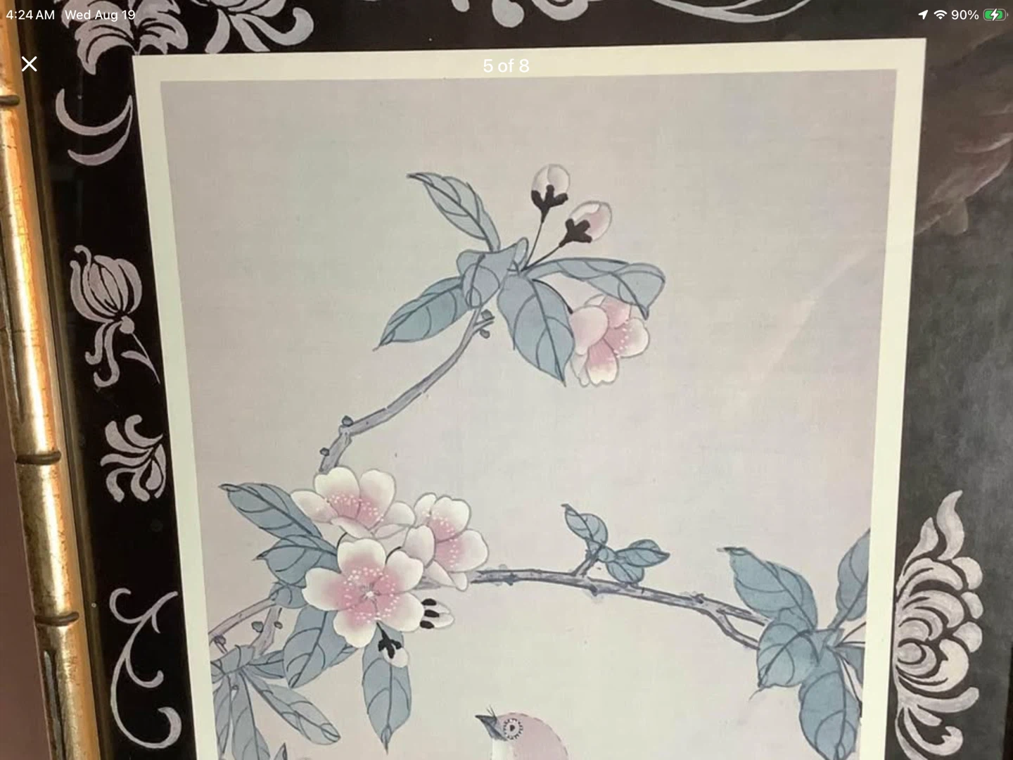 Chinese Bird Etching in an Ornate Gold Col Frame 🐞 - photo 5