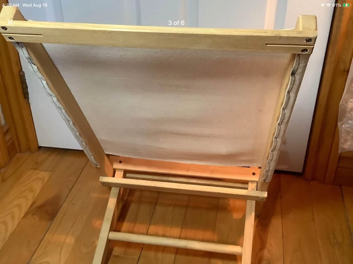 Vt Collapsible Beach Chair w Slat Wd Seat & Raw Canvas Back 🐞 - photo 3