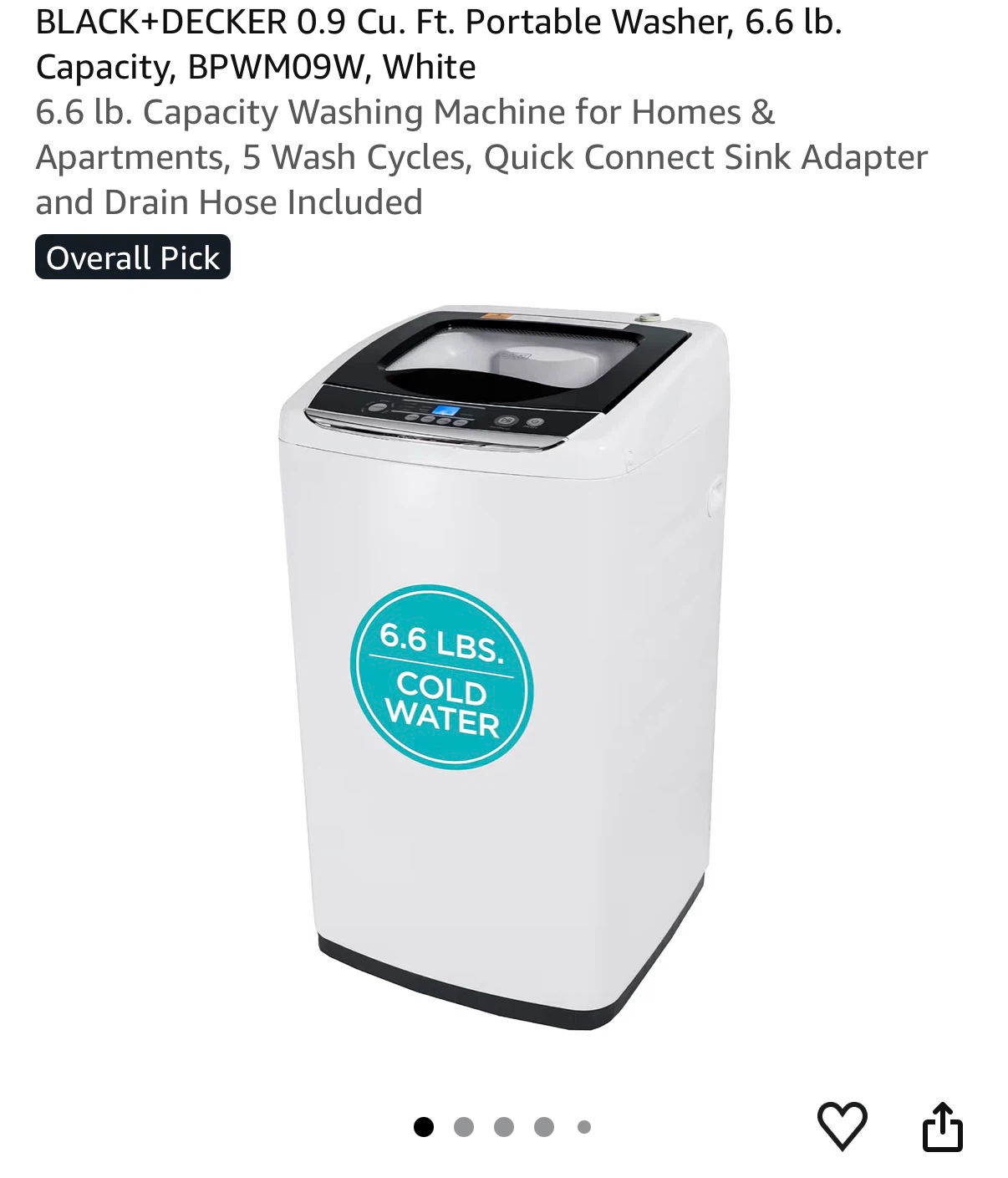 BLACK+DECKER 0.9 Cu. Ft. Portable Washer