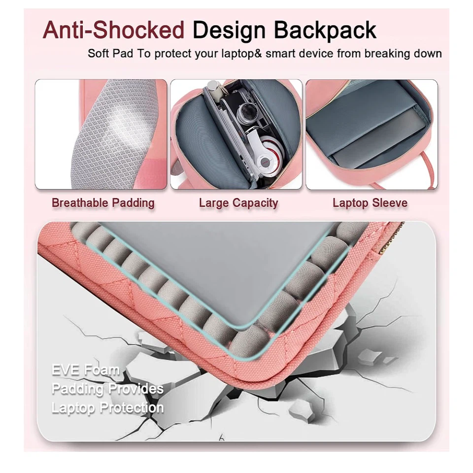 Cute 2-in-1 Quilted Laptop Backpack & Lunch Box Set - photo 5