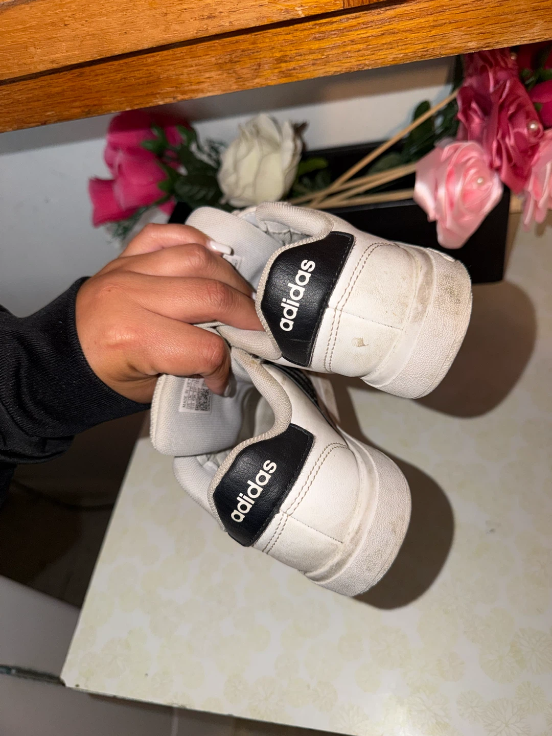 Adidas White & Black Striped Sneakers 13.5C - photo 3