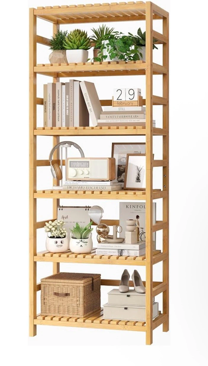 FOTOSOK 6-Tier Bamboo Shelf