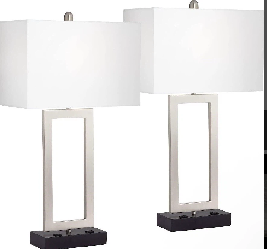 2 Modern Style Matching Lamps, Black Frame
