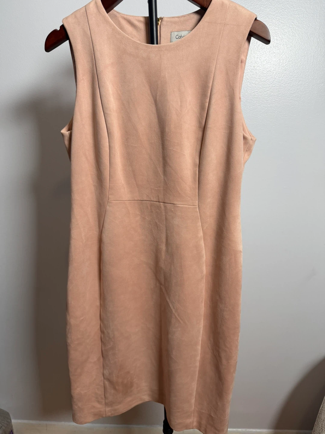 Calvin Klein Pink Sleeveless faux suede Dress Size 12