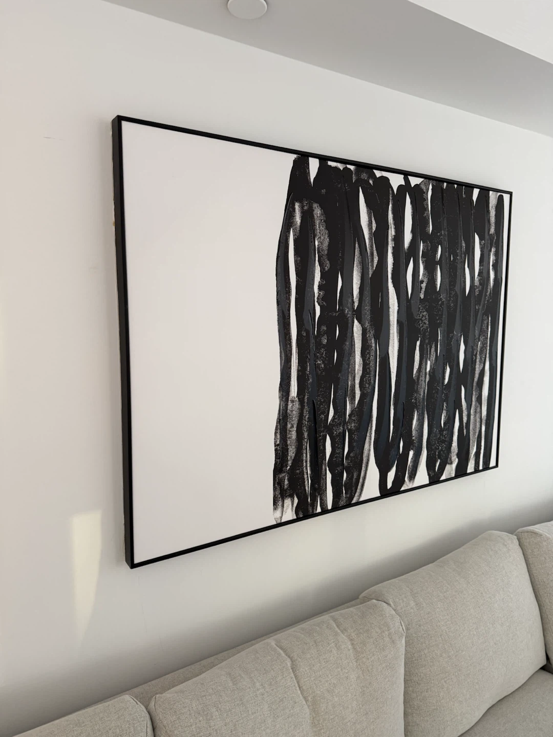 Framed Abstract Art Painting - Black and White