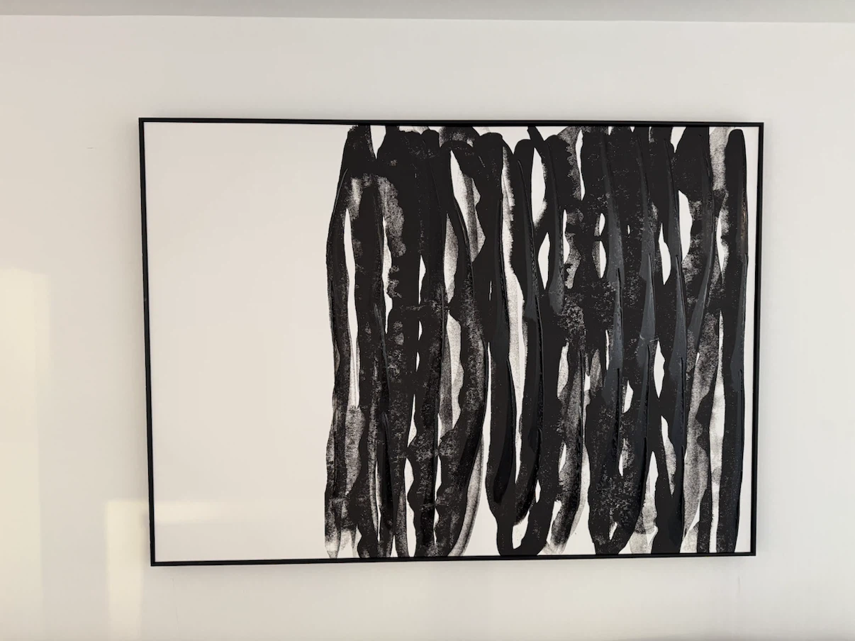 Framed Abstract Art Painting - Black and White - photo 2