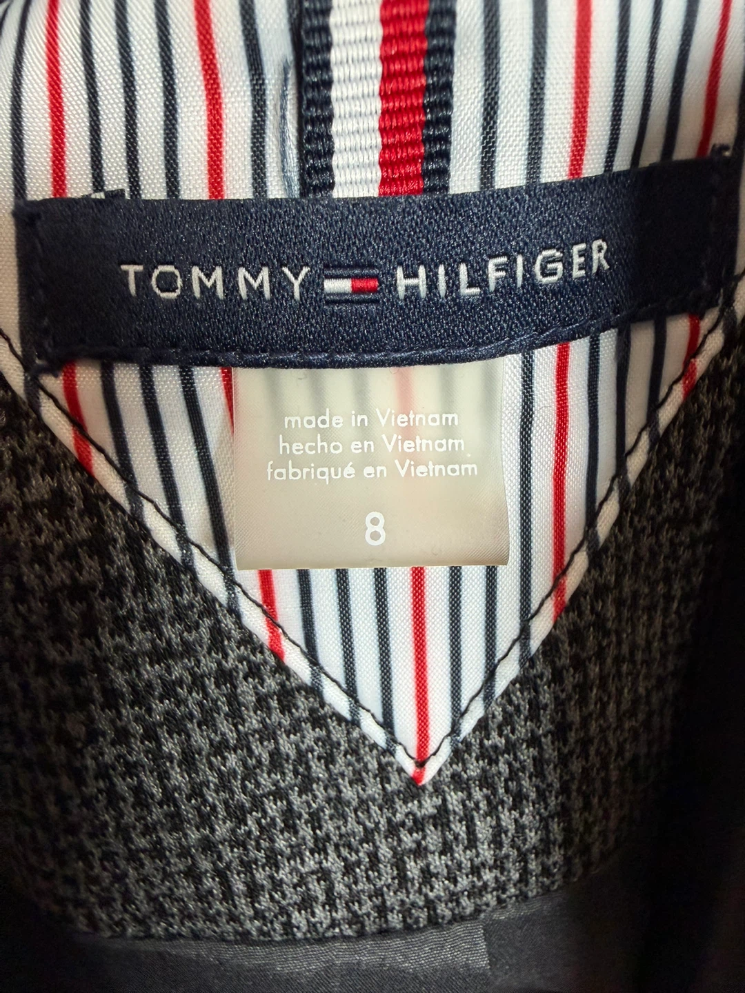 Tommy Hilfiger Women's Grey Houndstooth Bomber Jacket Size 8 - photo 5