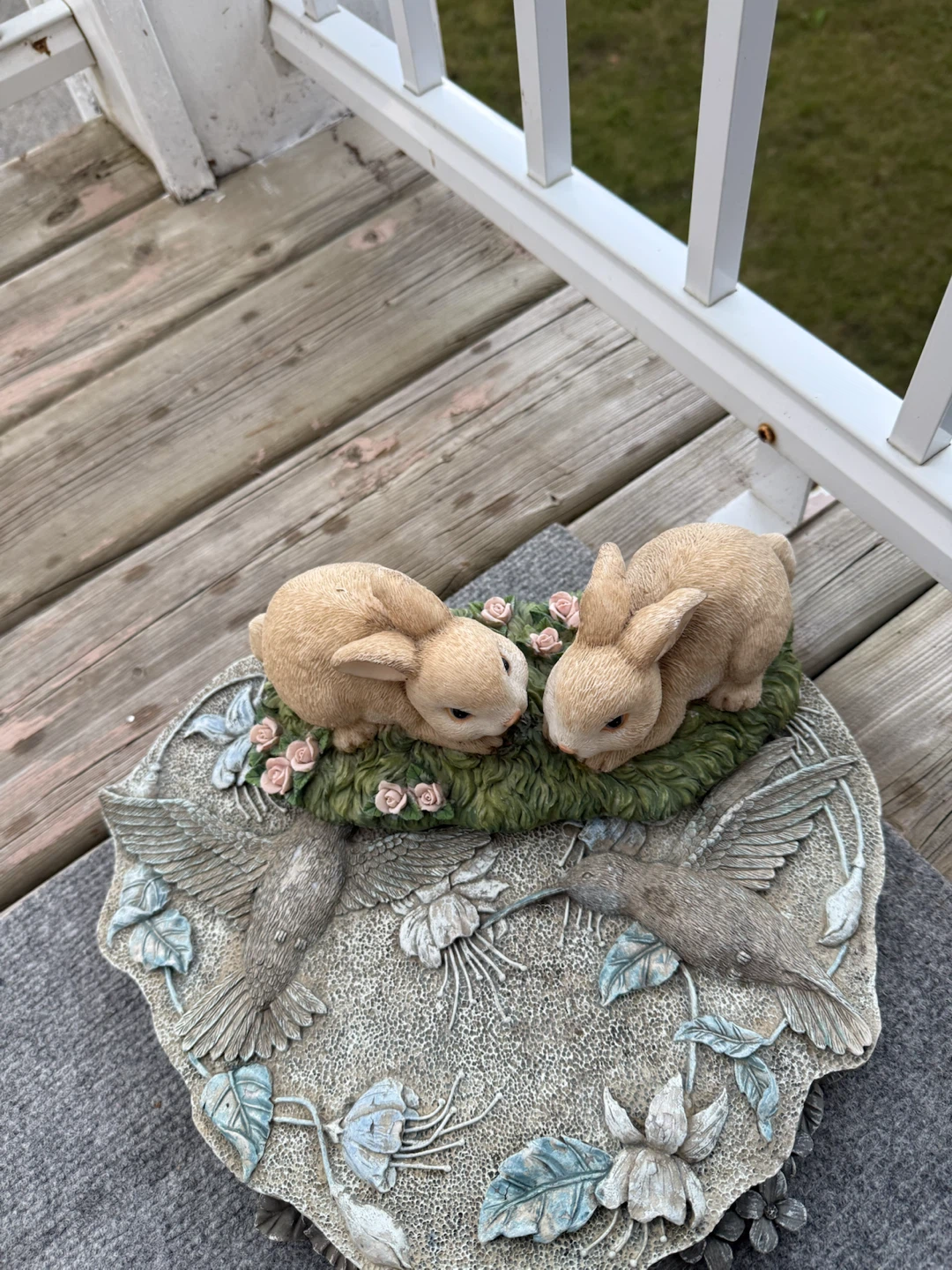 Bunny and Hummingbird Garden Plaque