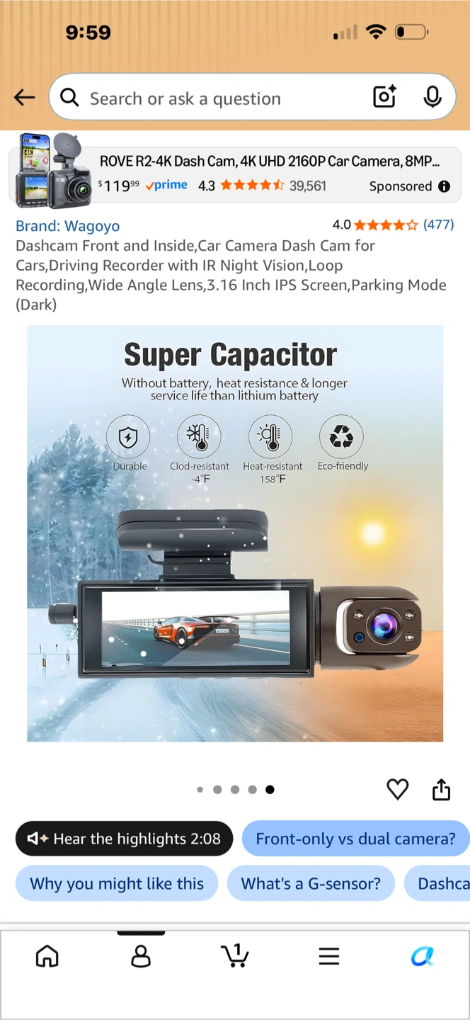 Wagoyo Dash Cam Front and Inside 1080P - photo 2