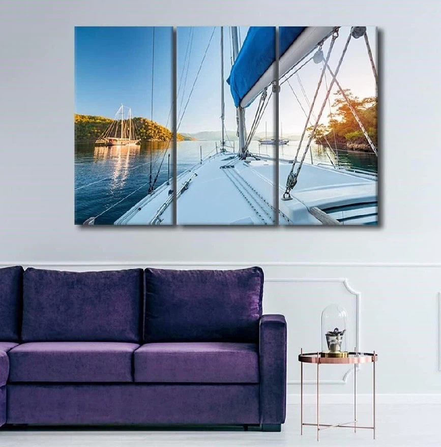 Brand New Sailing Boats Wall Art 3pcs, 150x70cm - photo 2