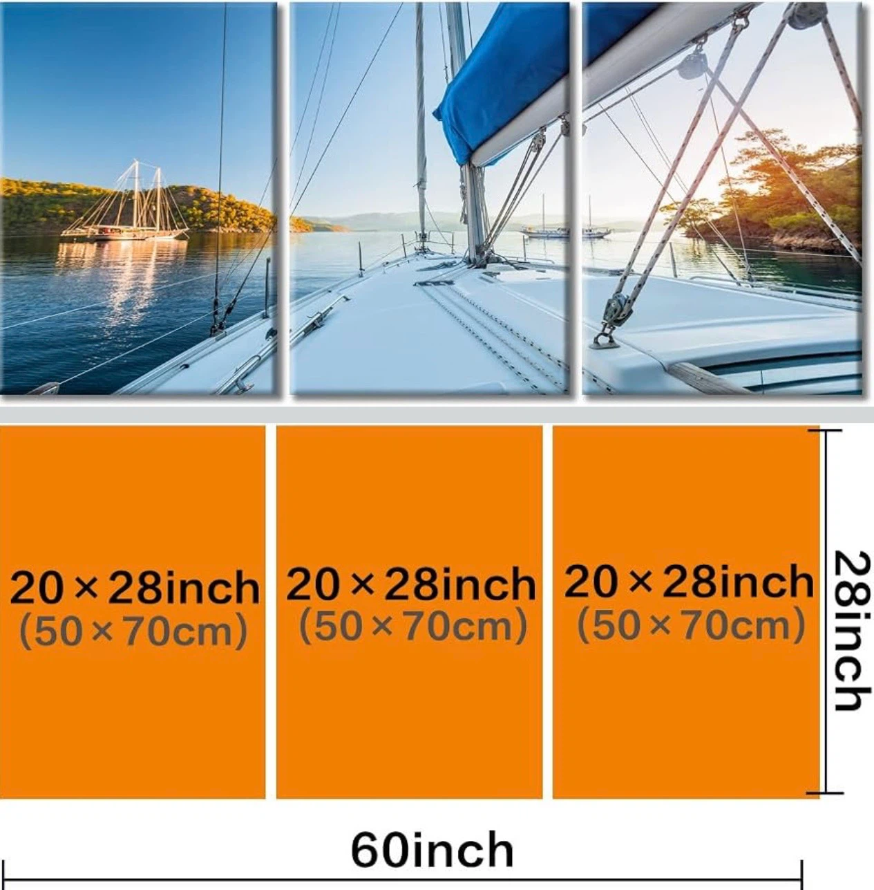 Brand New Sailing Boats Wall Art 3pcs, 150x70cm - photo 3