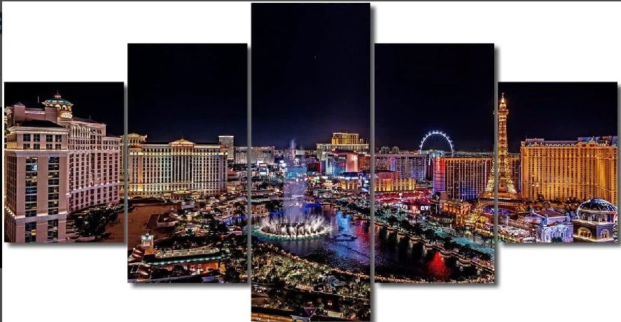 Factory Sealed Las Vegas Nevada Cityscape Wall Art 5pc